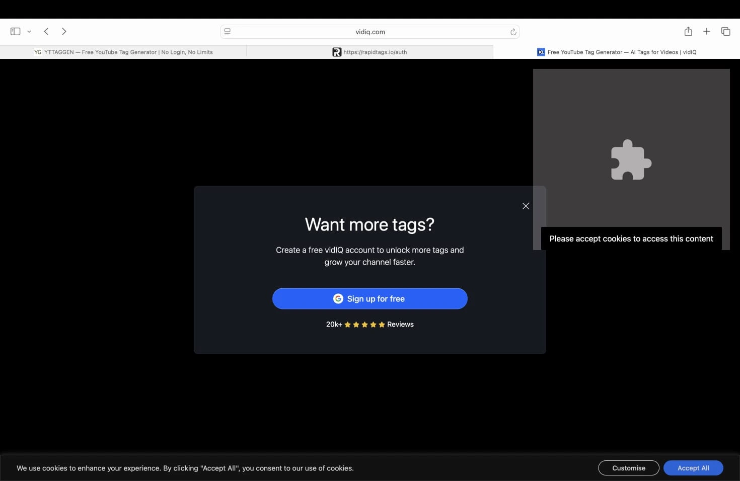 VidIQ limit reached